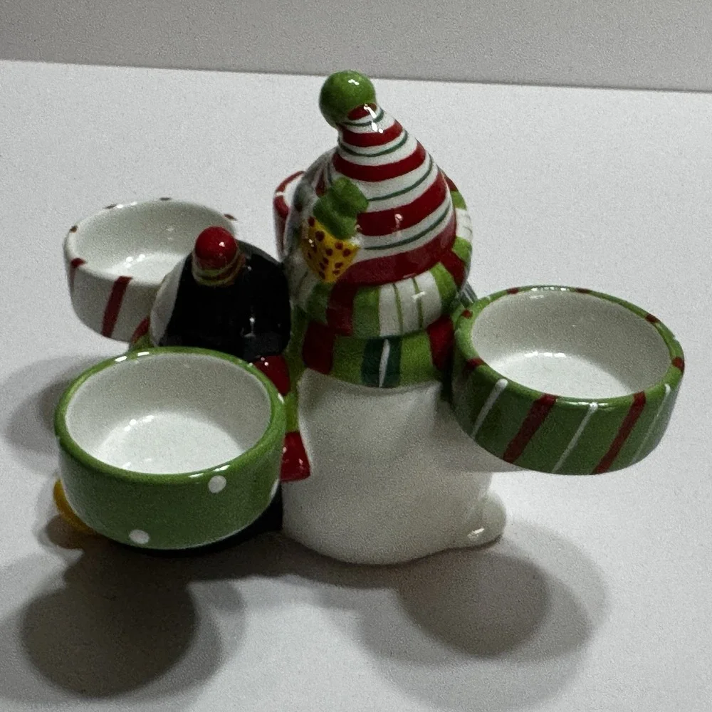 Linens 'n Things Snowman & Penguin Tealight Holder 4 Christmas New Fun Gift